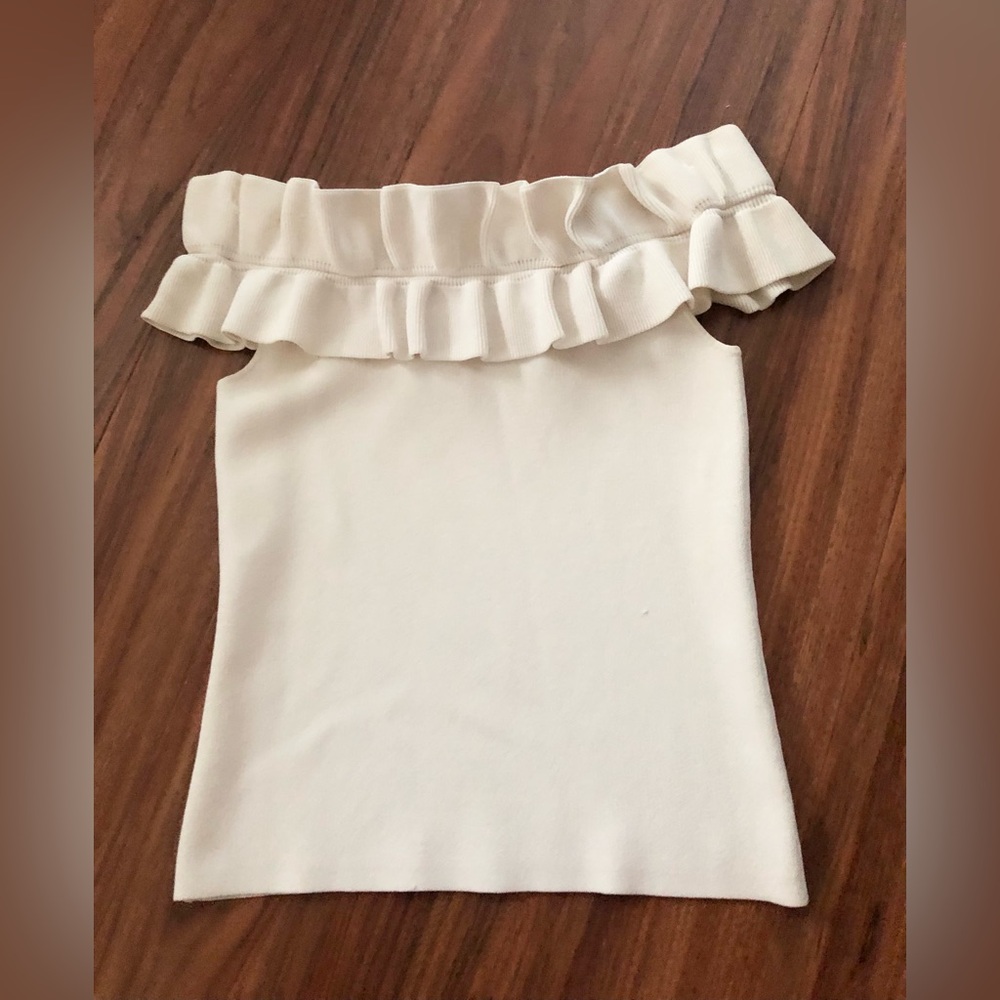 Eliza J Cream One-Shoulder Ruffle Camisole